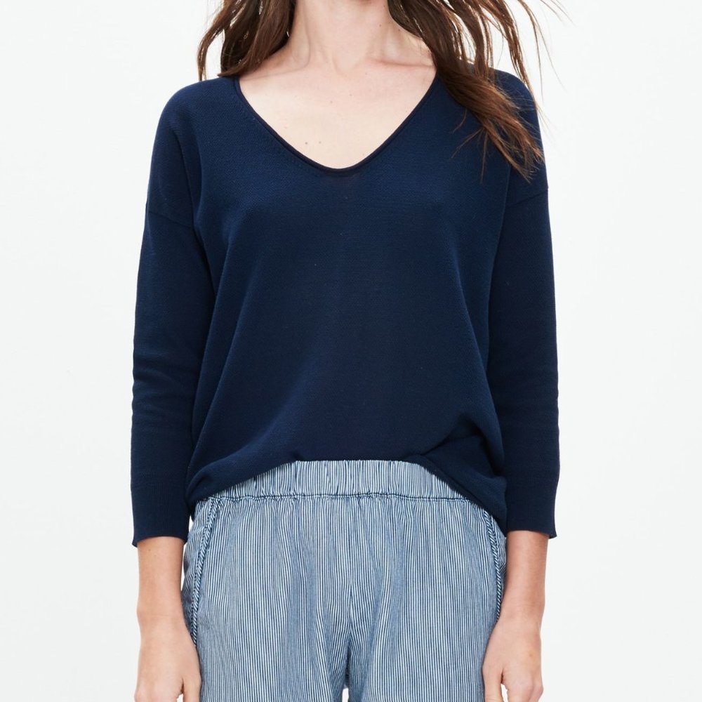 Madewell Navy Shorelight Knit Pullover Sweater XS